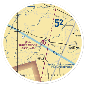 Three Cross Ranch Airport (3MT3) VFR Sectional Sticker (20 mile)