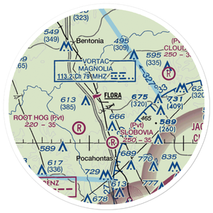 E E Lane Airport (3MS6) VFR Sectional Sticker (20 mile)