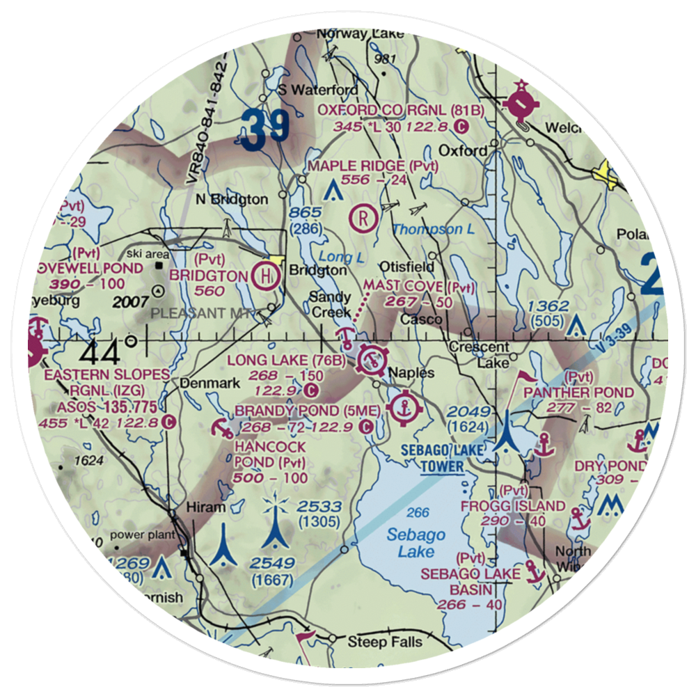 Mast Cove Seaplane Base (3ME8) VFR Sectional Sticker (30 mile) 