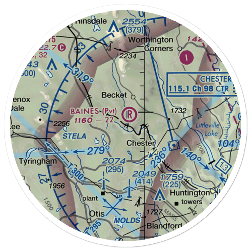 Baines Airport (3MA2) VFR Sectional Sticker (20 mile) 