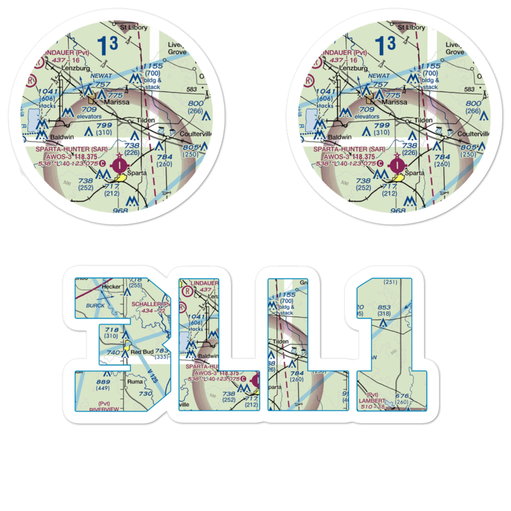 Herschel Hunter Airport (3LL1) VFR Sectional Sticker Pack 
