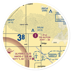 Tri Rotor Airport (3KS9) VFR Sectional Sticker (20 mile)