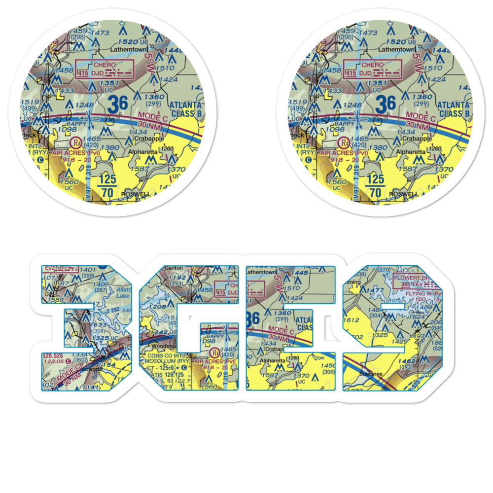 Holly Farm Airport (3GE9) VFR Sectional Sticker Pack 