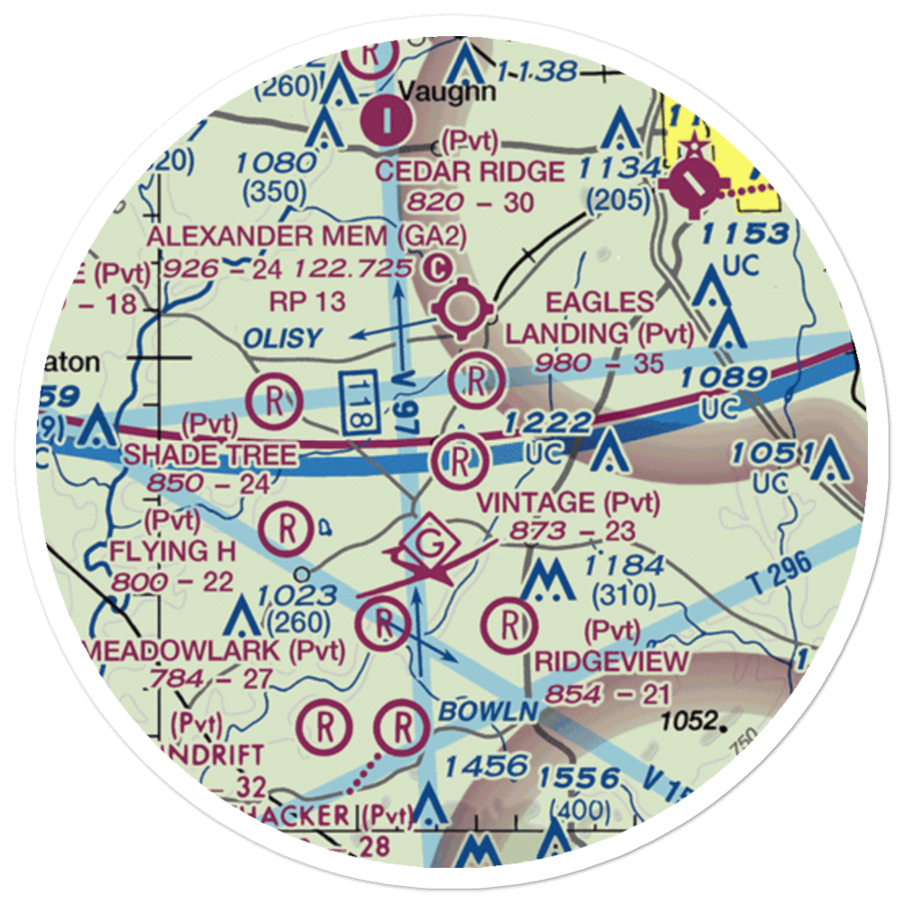 Vintage Field (3GA9) VFR Sectional Sticker (20 mile) 