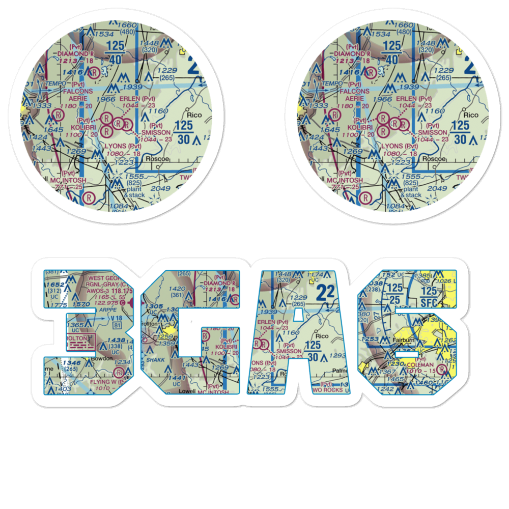 Erlen Airport (3GA6) VFR Sectional Sticker Pack 
