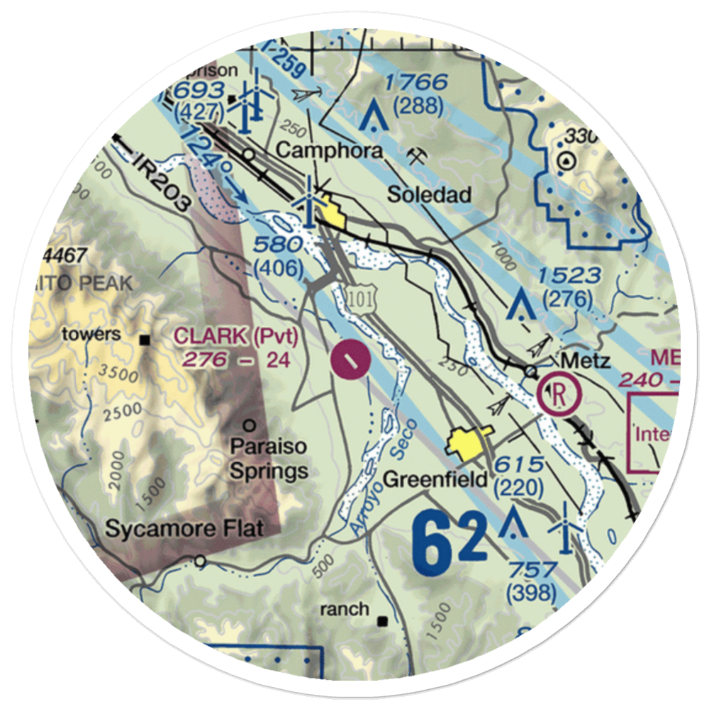 Clark Ranch Airport (3CA9) VFR Sectional Sticker (20 mile) 