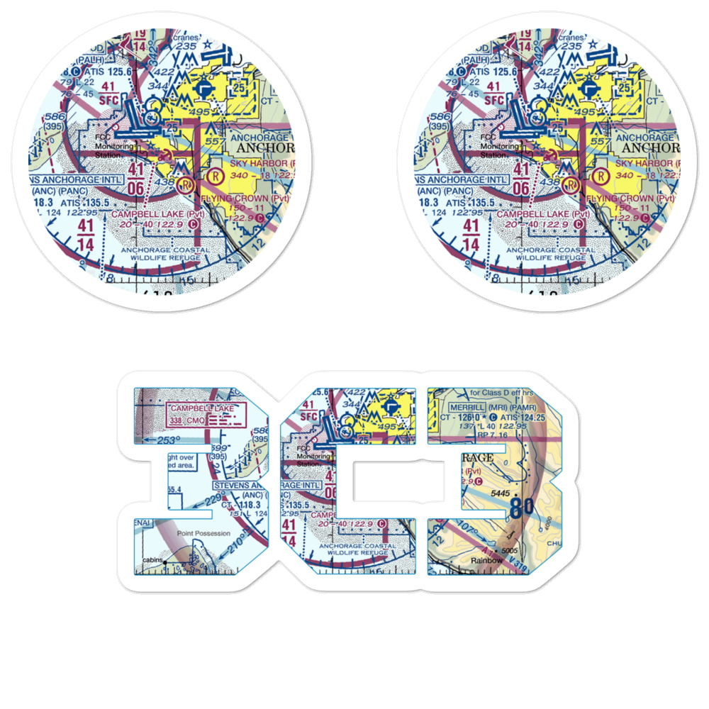 Campbell Lake Seaplane Base (33AA) VFR Sectional Sticker Pack 