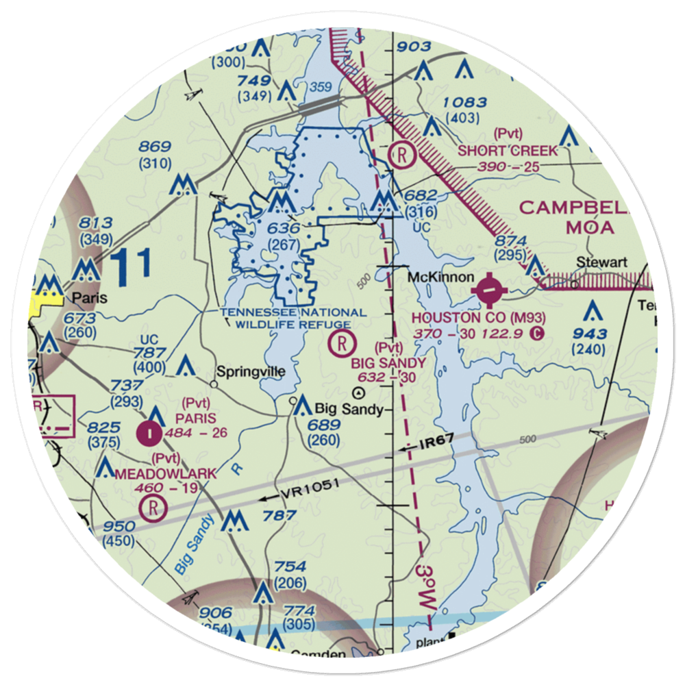 Big Sandy Airpark (39TN) VFR Sectional Sticker (30 mile) 