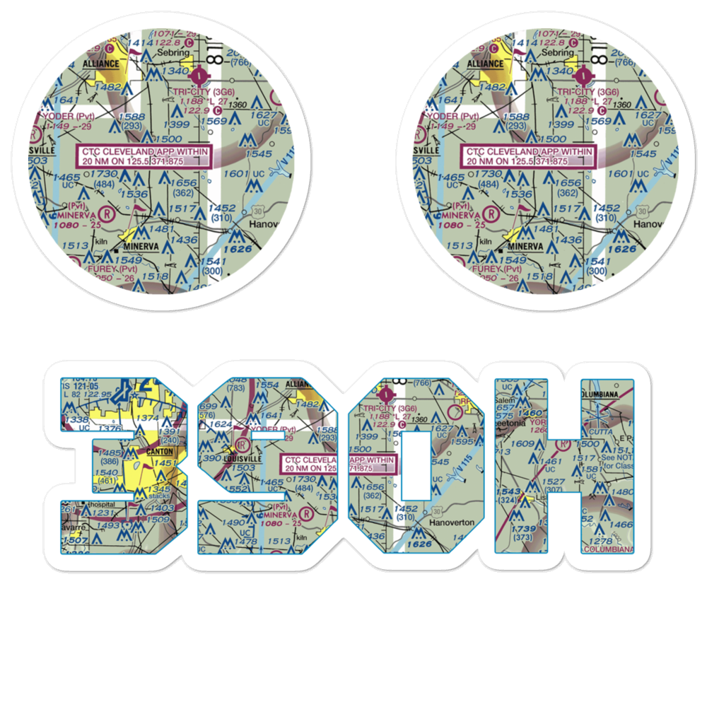 Crosswind Meadows Airport (39OH) VFR Sectional Sticker Pack 