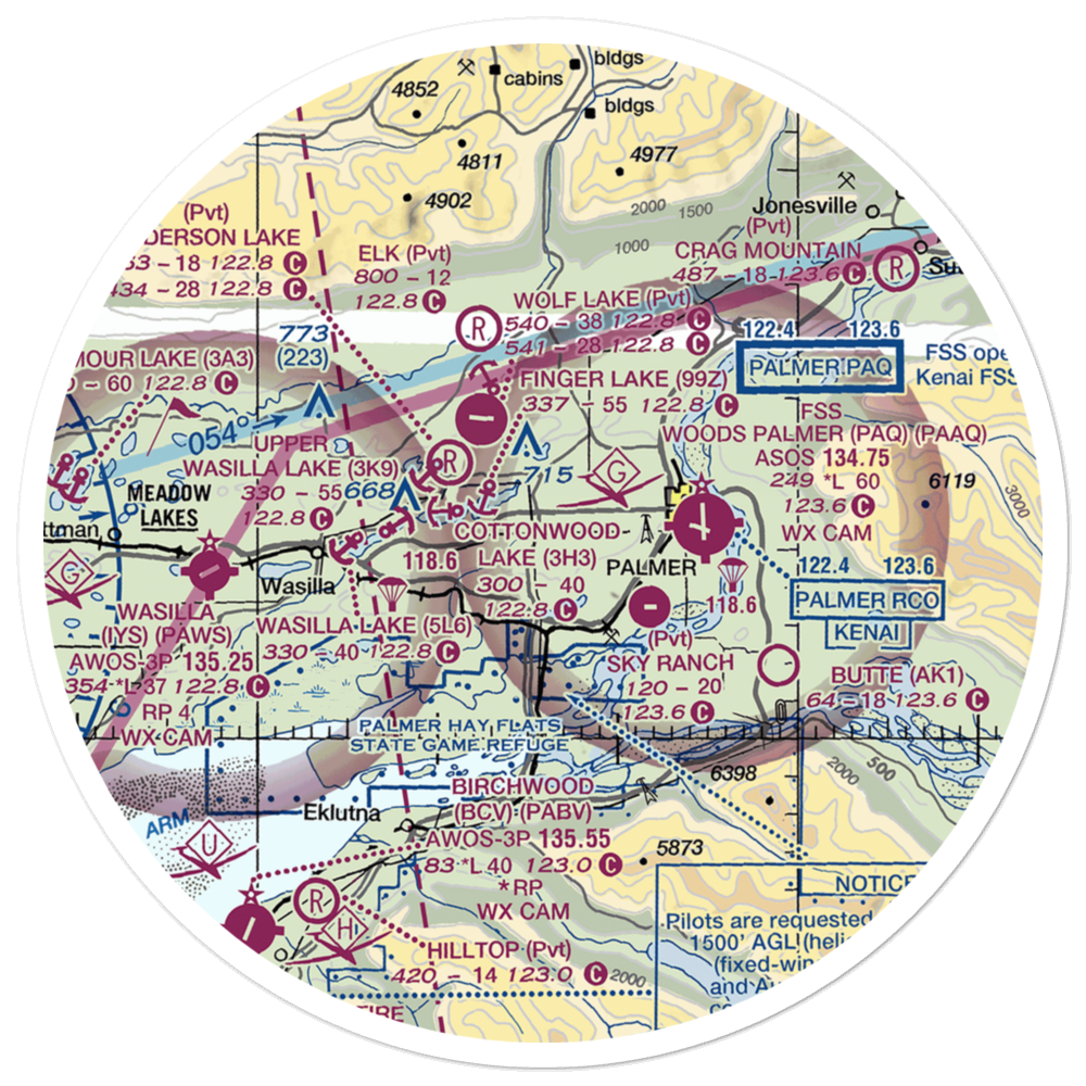 Gilmore Strip (39AK) VFR Sectional Sticker (30 mile) 