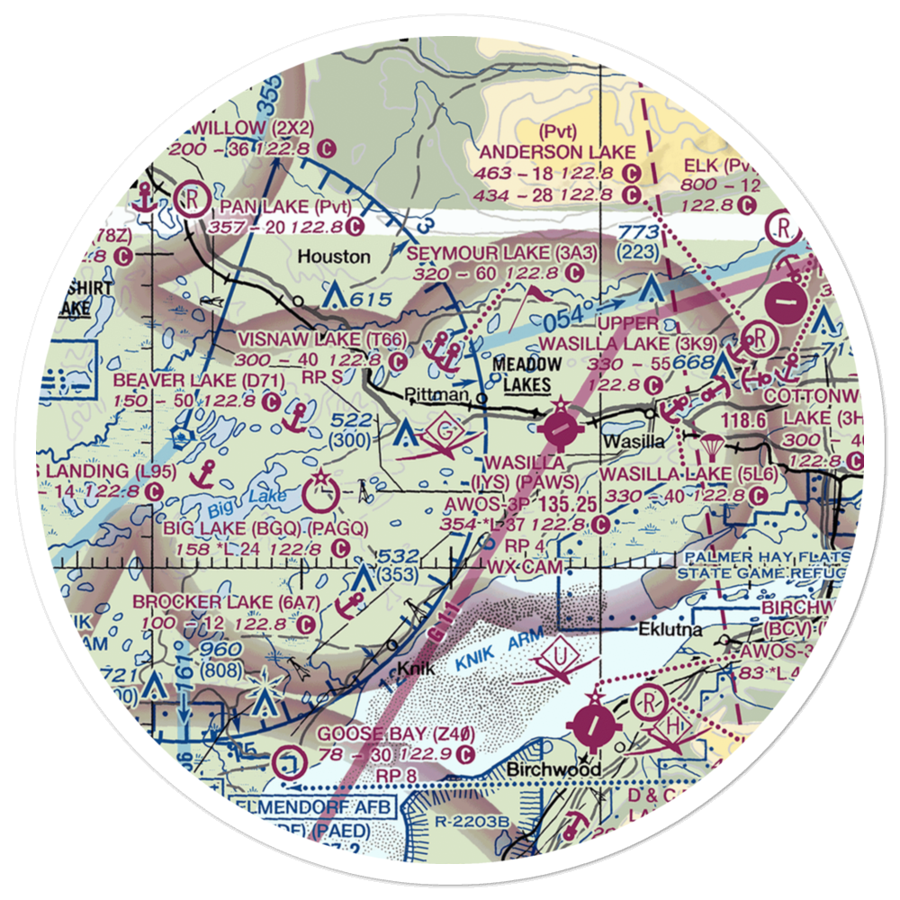 Mels Airport (38AK) VFR Sectional Sticker (30 mile) 