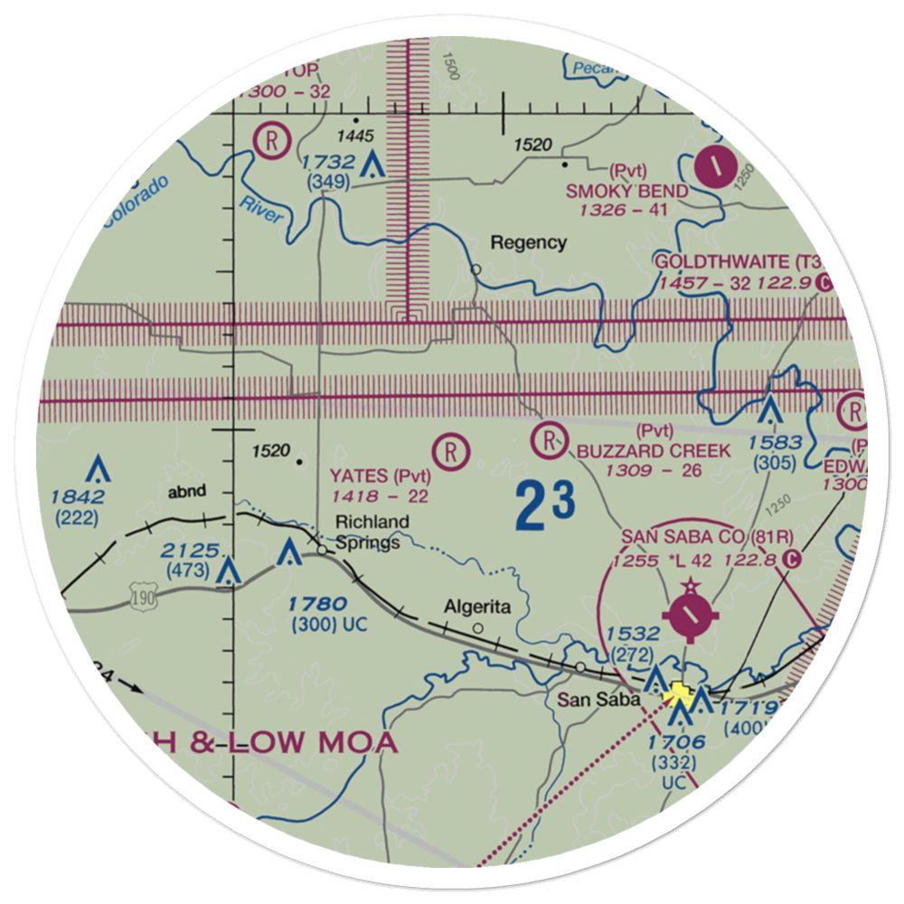 Yates Field (37TX) VFR Sectional Sticker (30 mile) 