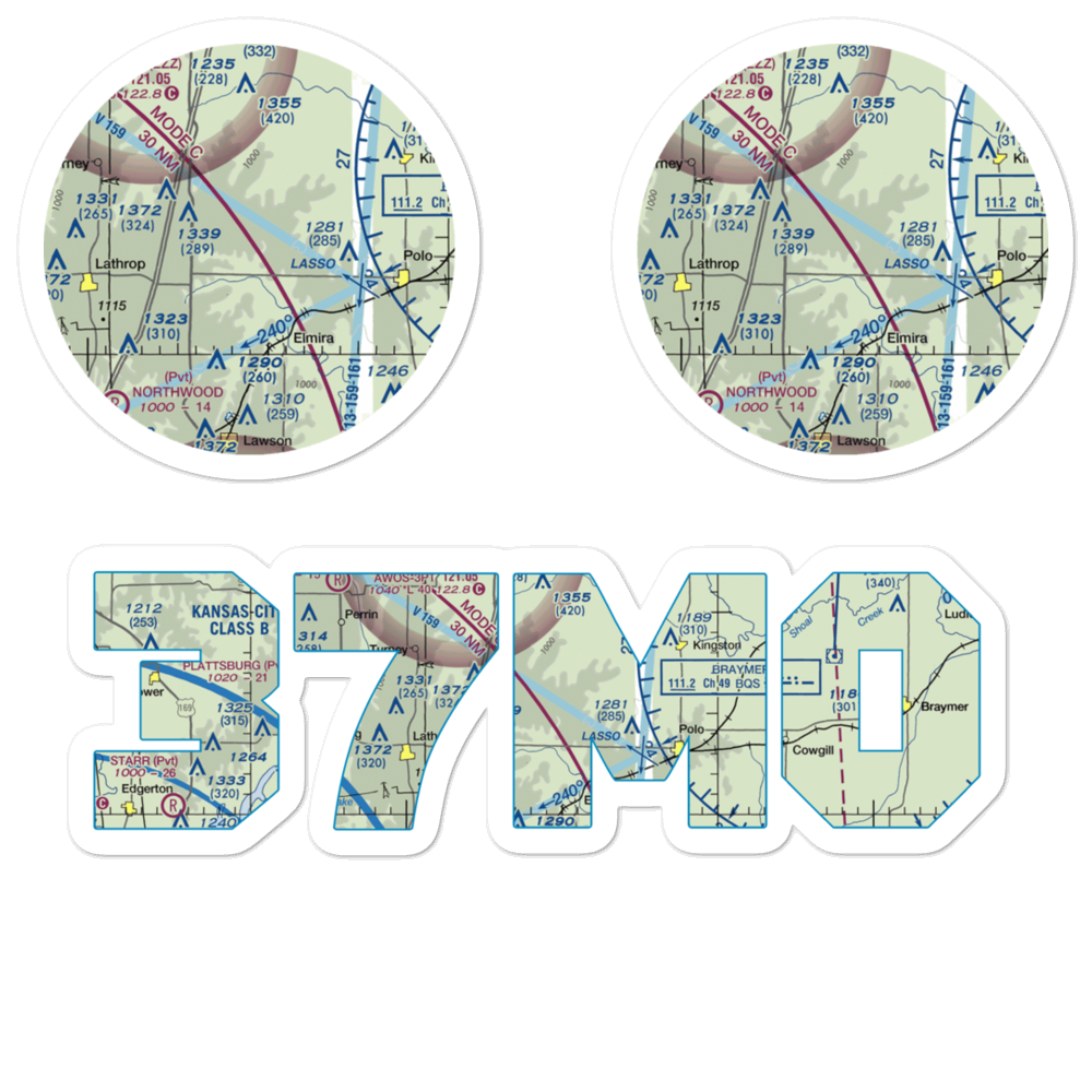 Mayes Homestead Airport (37MO) VFR Sectional Sticker Pack 