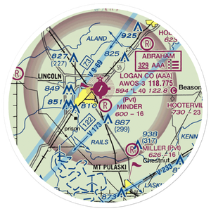 Minder Airport (37IL) VFR Sectional Sticker (20 mile)