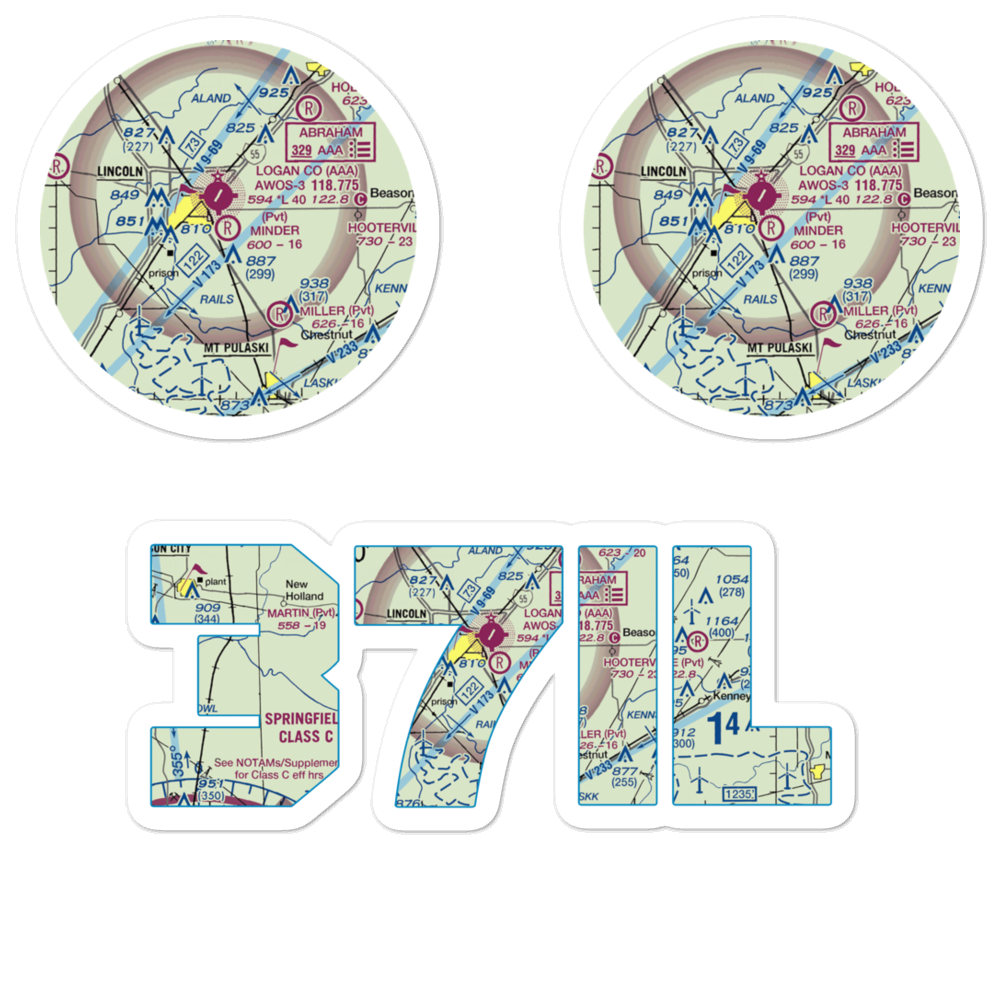 Minder Airport (37IL) VFR Sectional Sticker Pack 