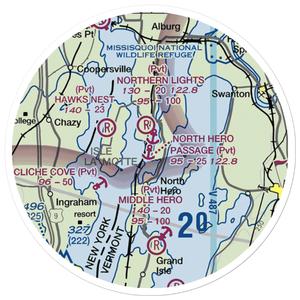 North Hero Passage Seaplane Base (36VT) VFR Sectional Sticker (20 mile)