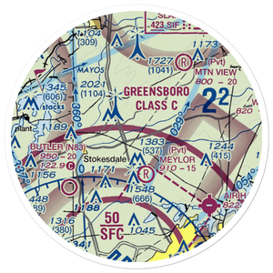 Greensboro North Airport (36NC) VFR Sectional Sticker (20 mile)
