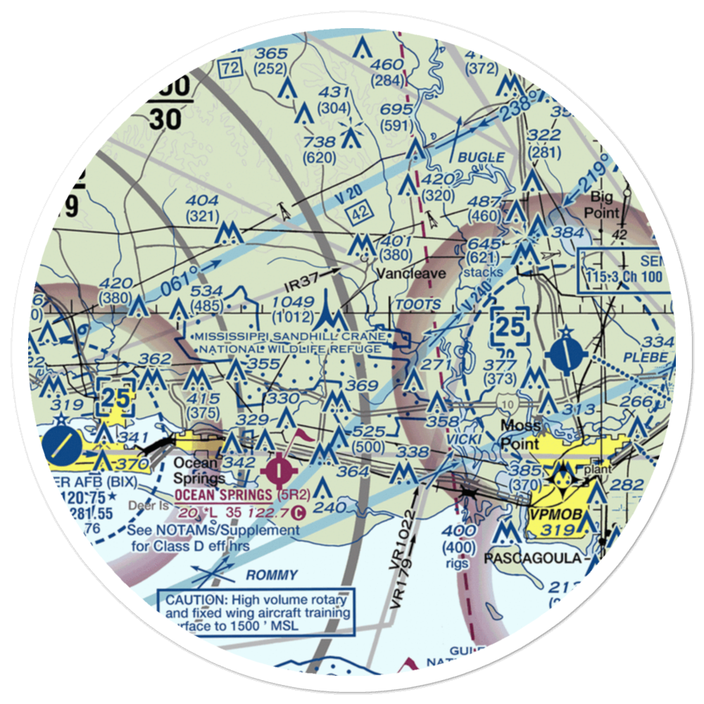 Colle Field (34MS) VFR Sectional Sticker (30 mile) 