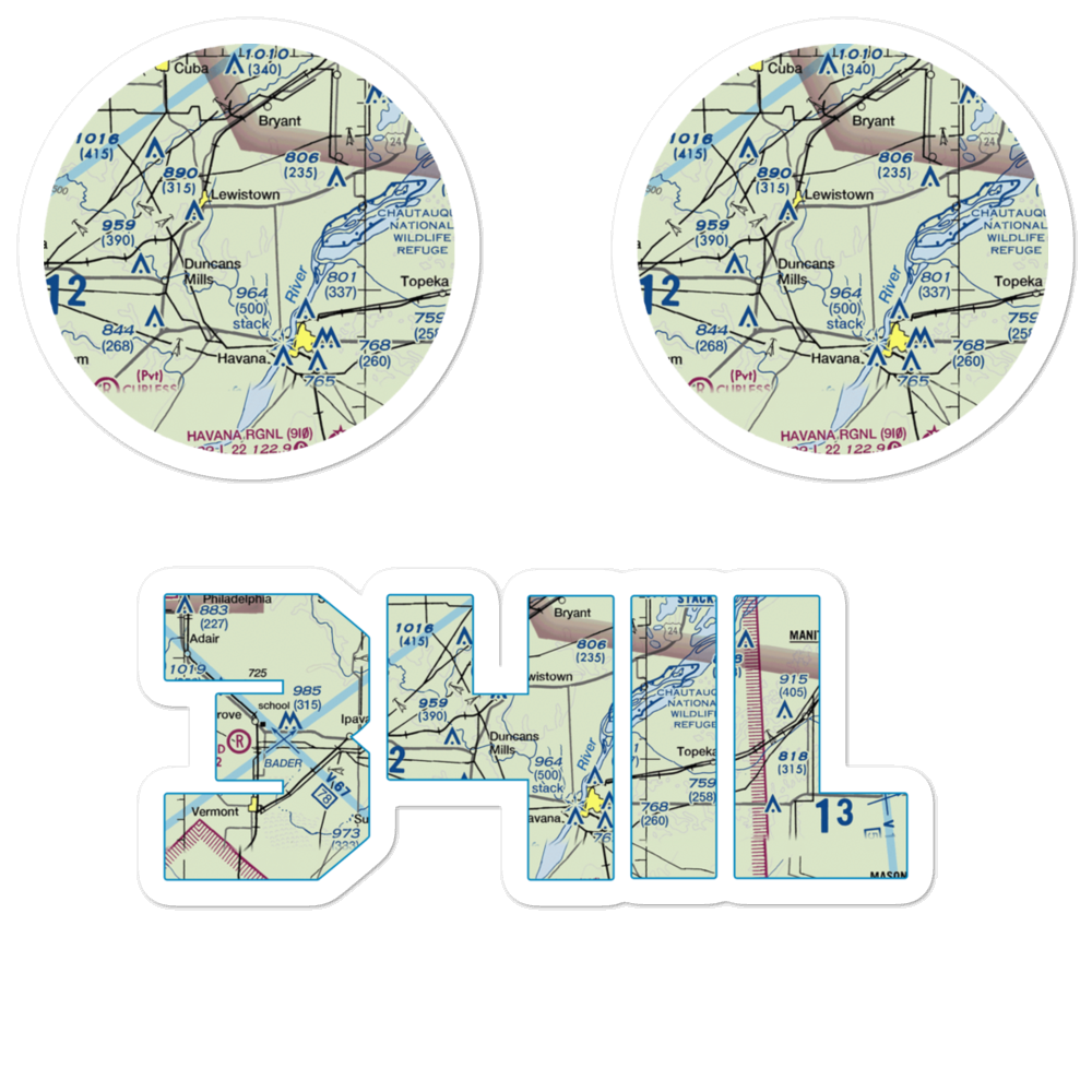 G. Bray Airport (34IL) VFR Sectional Sticker Pack 
