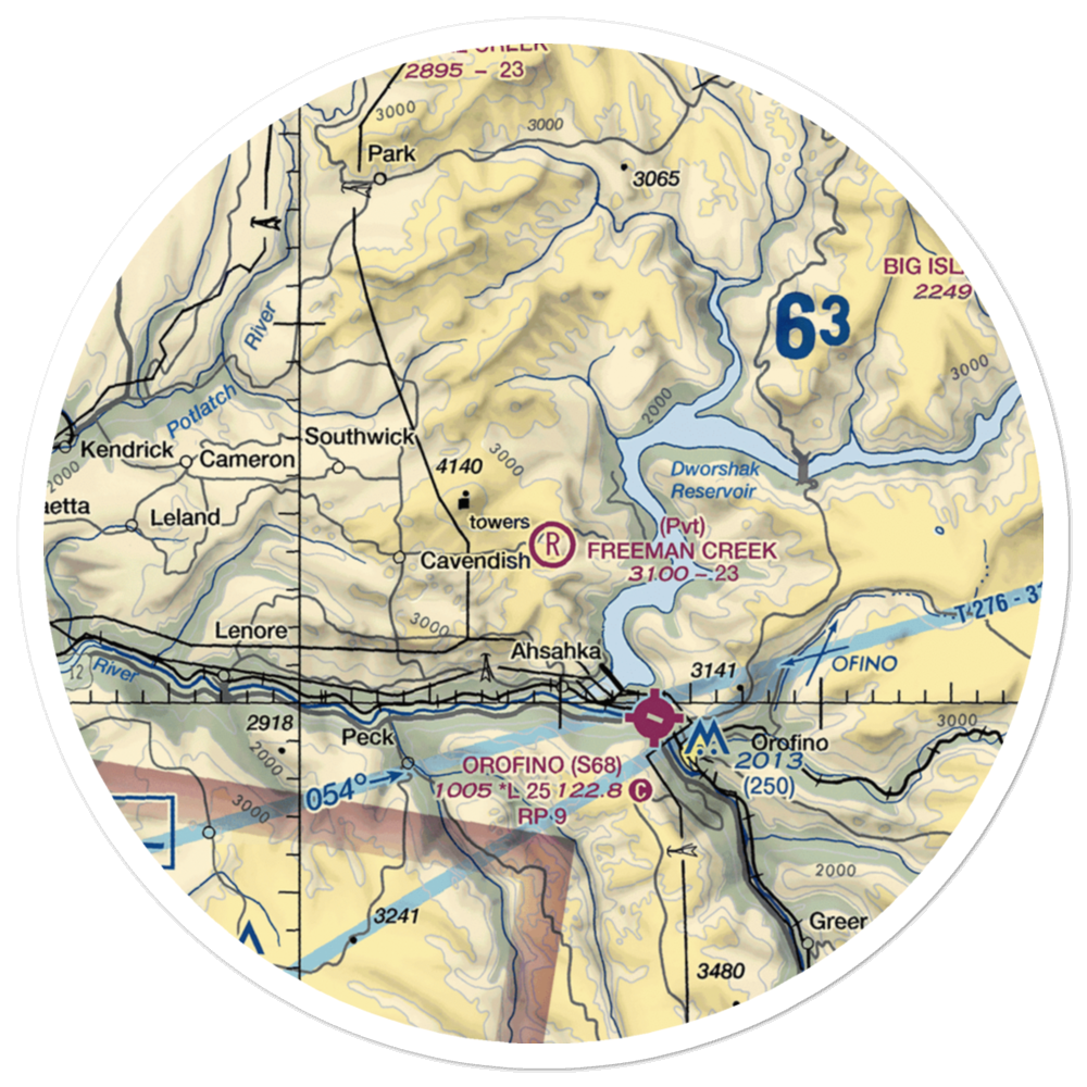 Freeman Creek Airport (34ID) VFR Sectional Sticker (30 mile) 