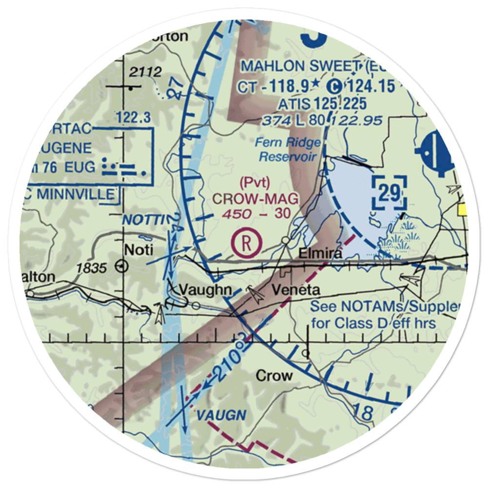 Crow-Mag Airport (33OR) VFR Sectional Sticker (20 mile) 