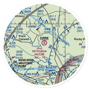 Pettigrew Moore Aerodrome (33NC) VFR Sectional Sticker (20 mile)