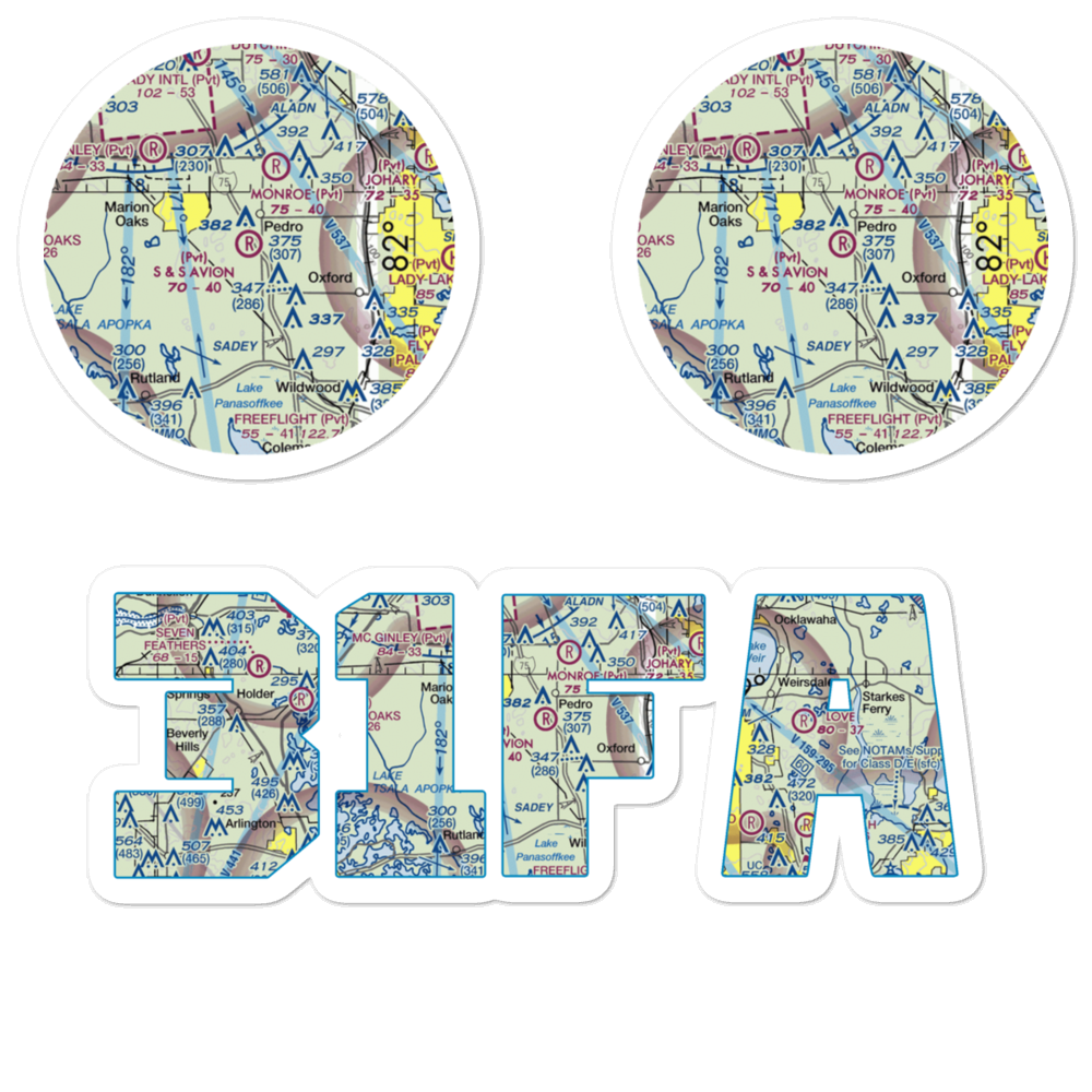 S & S Avion Ranch Airport (31FA) VFR Sectional Sticker Pack 