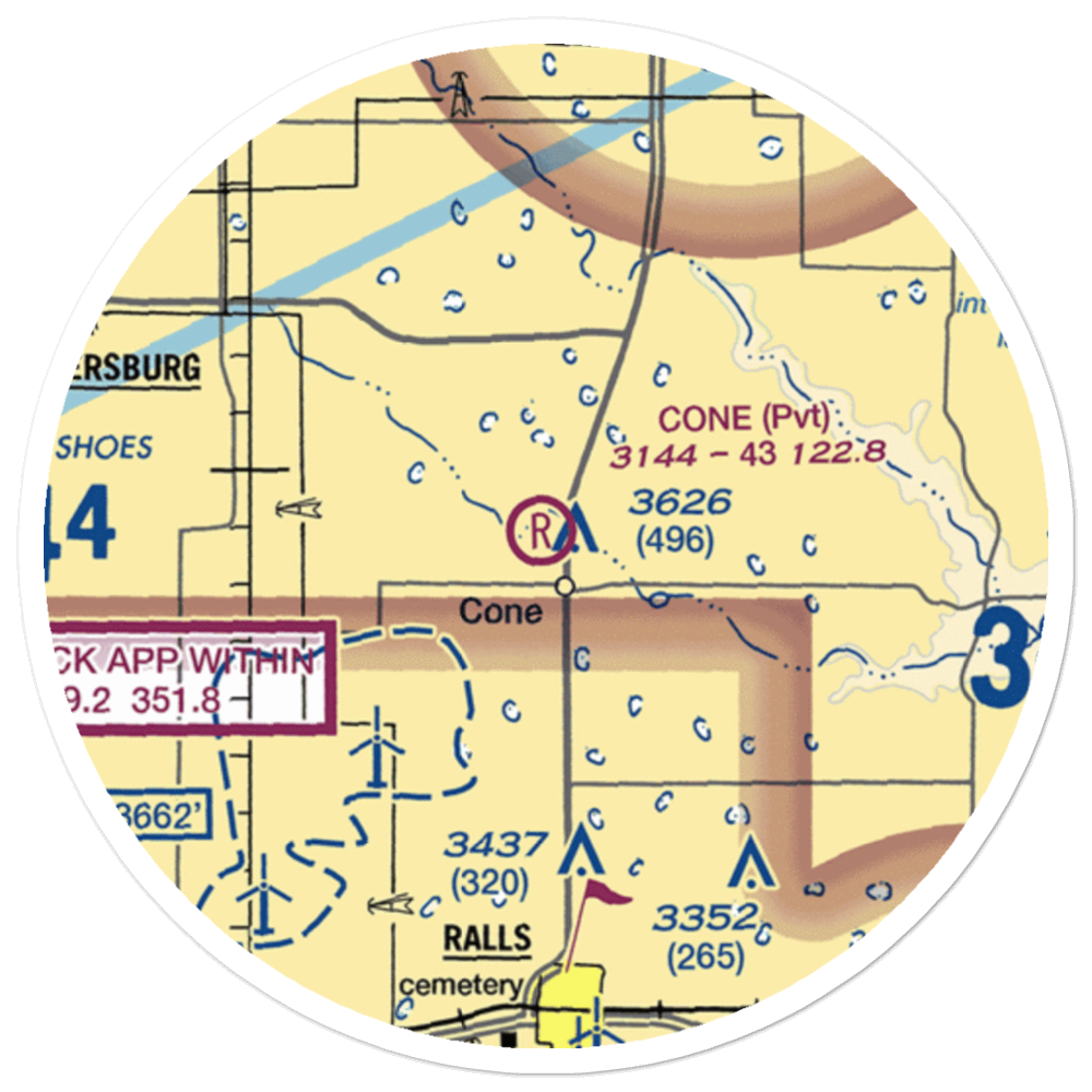 Cone Airport (30TE) VFR Sectional Sticker (20 mile) 