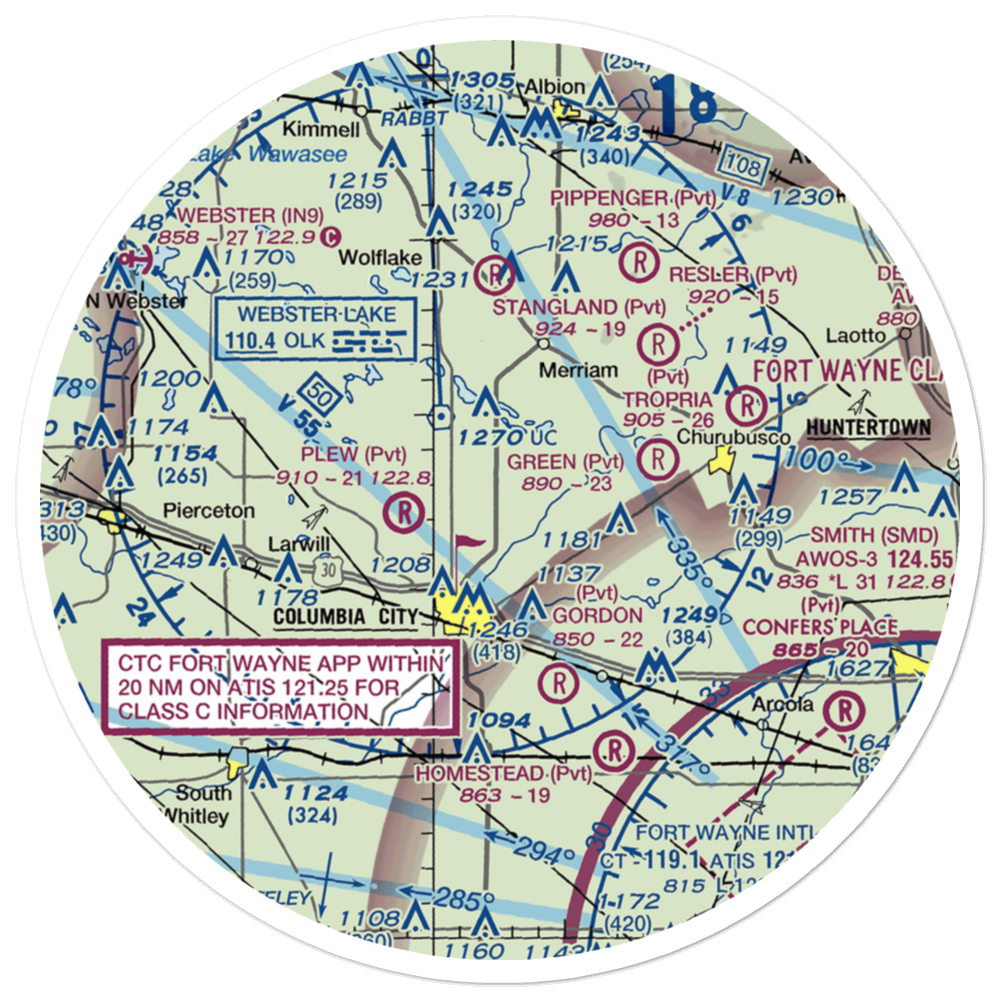Wigent Airport (30IN) VFR Sectional Sticker (30 mile) 