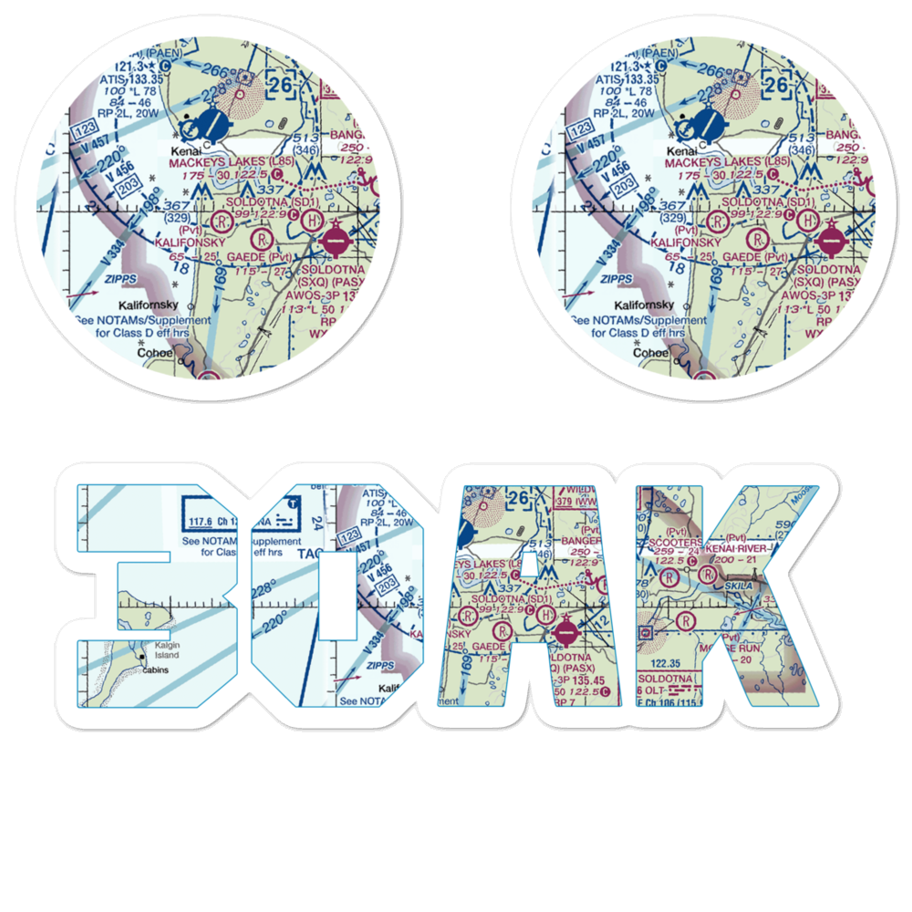 Doyle Estates Airport (30AK) VFR Sectional Sticker Pack 