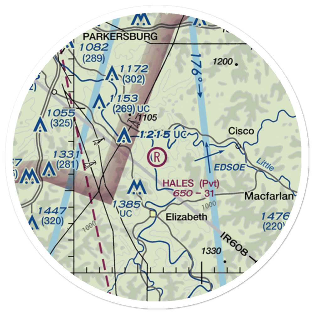 Hales Landing Airport (2WV3) VFR Sectional Sticker (20 mile) 