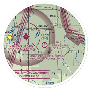 Cunningham Airport (2WN6) VFR Sectional Sticker (20 mile)