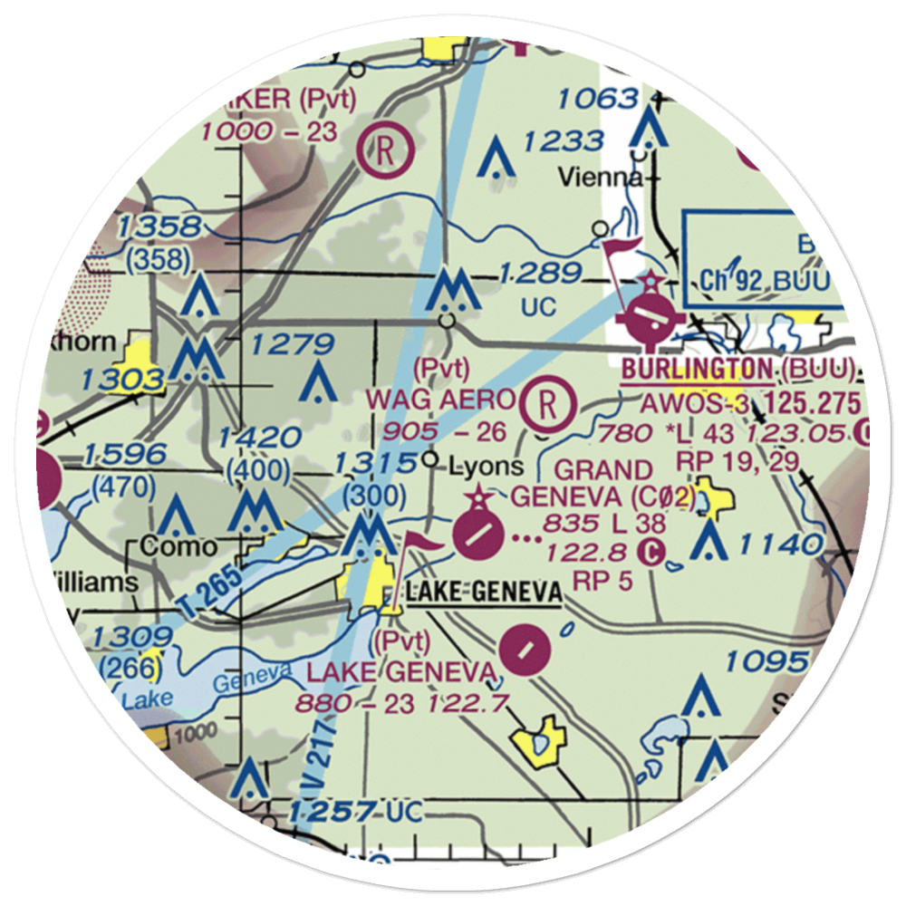 Plows & Props Airport (2WI4) VFR Sectional Sticker (20 mile) 