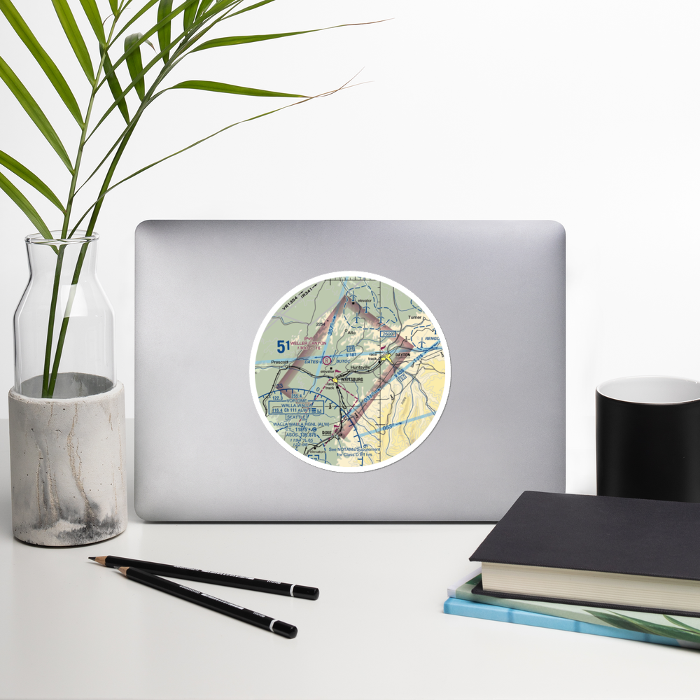 Touchet Valley Airport (2WA9) VFR Sectional Sticker (30 mile) 