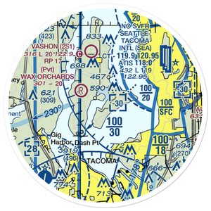 Quartermaster Harbor Seaplane Base (2WA2) VFR Sectional Sticker (20 mile)