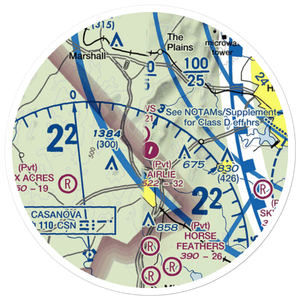 Airlie Airport (2VA9) VFR Sectional Sticker (20 mile)