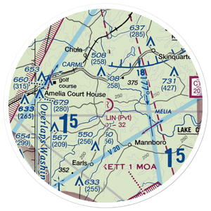 Merlin Aerodrome (2VA3) VFR Sectional Sticker (20 mile)