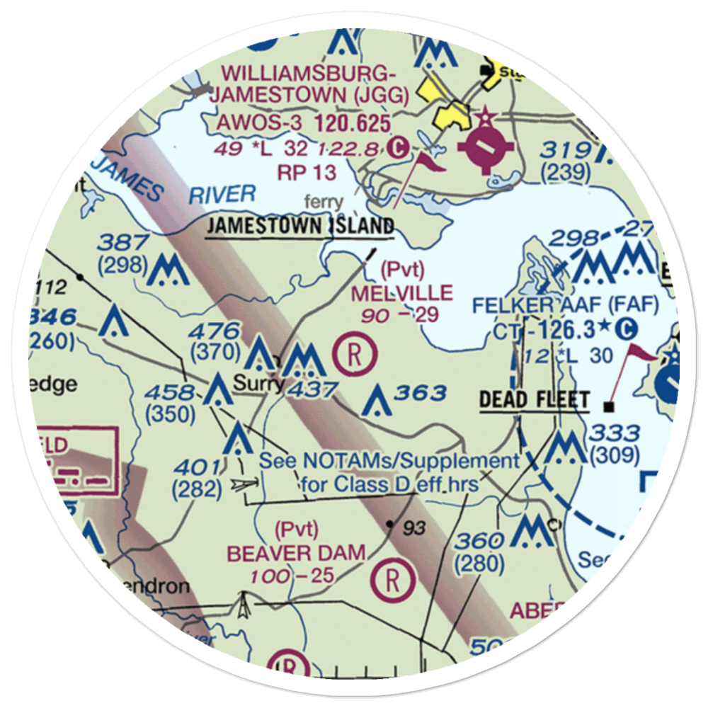 Melville Airstrip (2VA2) VFR Sectional Sticker (20 mile) 