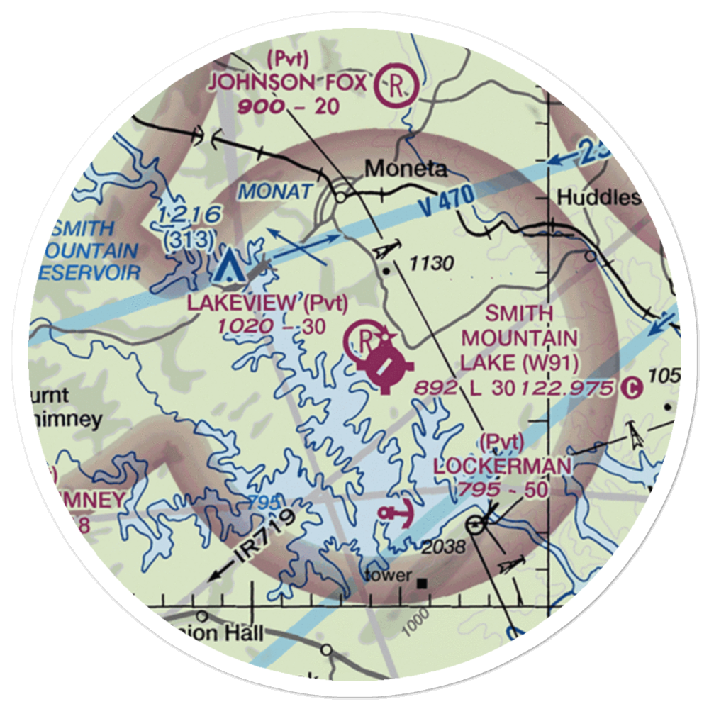 Red Birds Airyard Airport (2VA0) VFR Sectional Sticker (20 mile) 