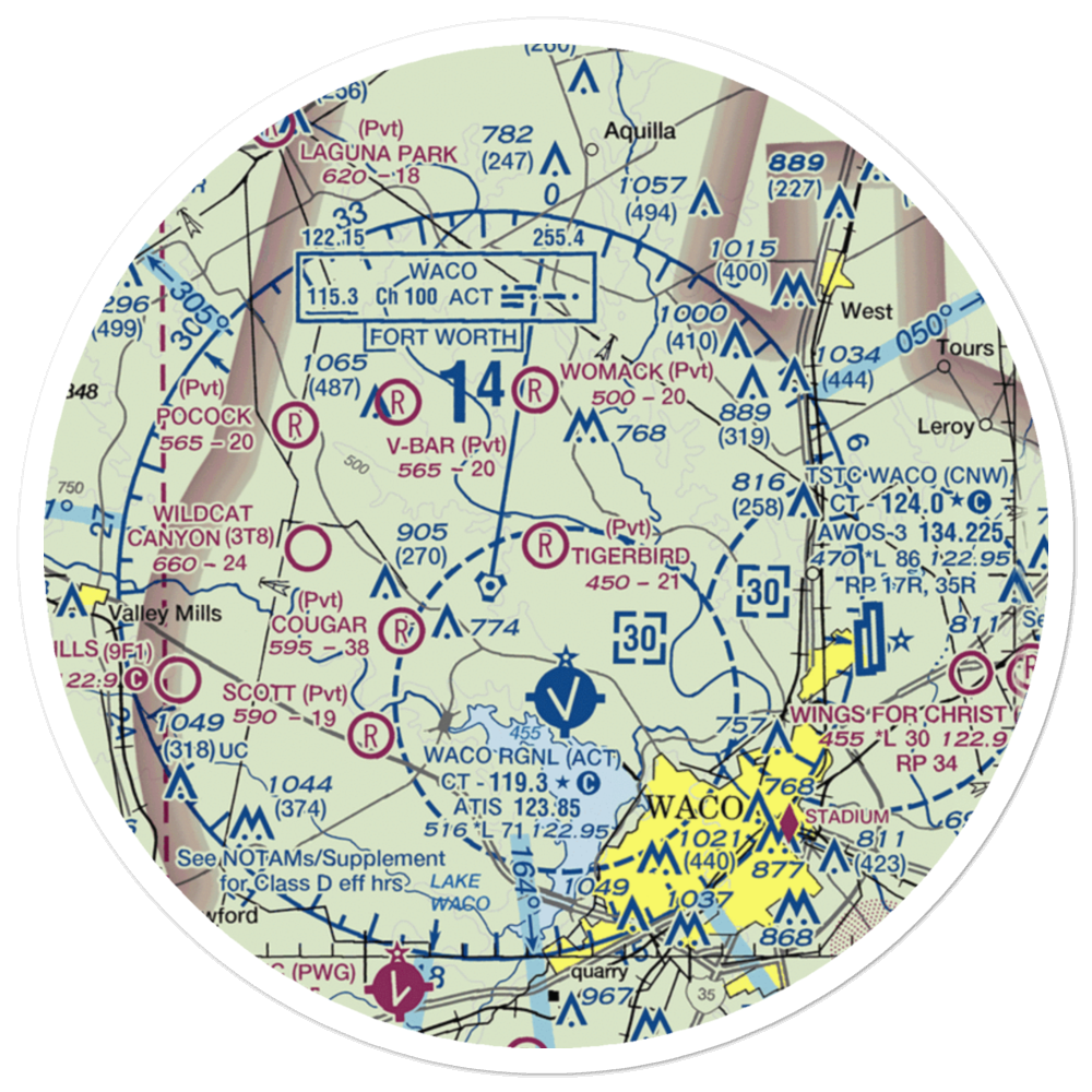 Tigerbird Field (2TS3) VFR Sectional Sticker (30 mile) 