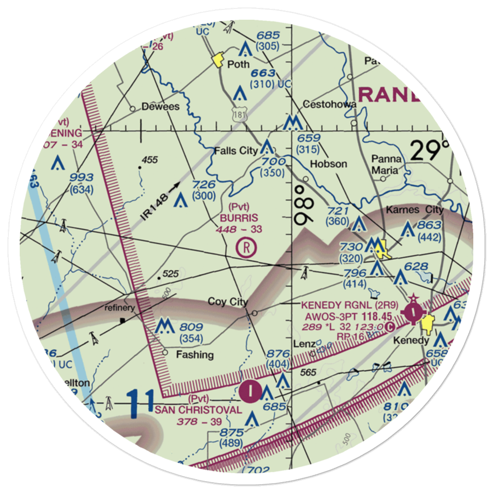 Burris Ranch Airport (2TE6) VFR Sectional Sticker (30 mile) 