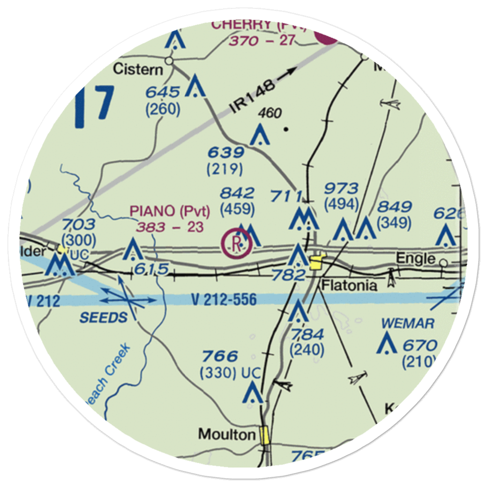 Piano Ranch Airport (2TE5) VFR Sectional Sticker (20 mile) 