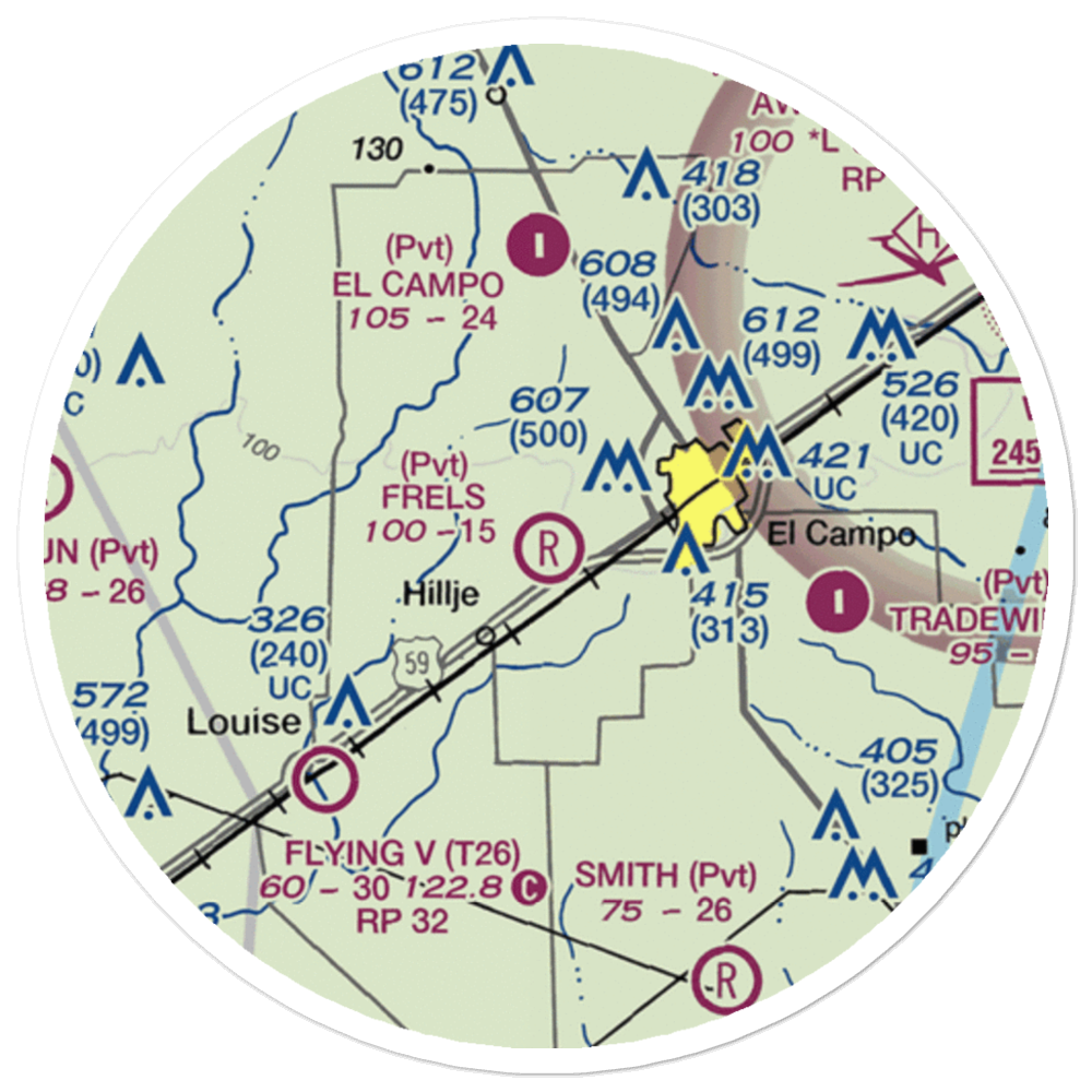 Frels Airport (2TE4) VFR Sectional Sticker (20 mile) 