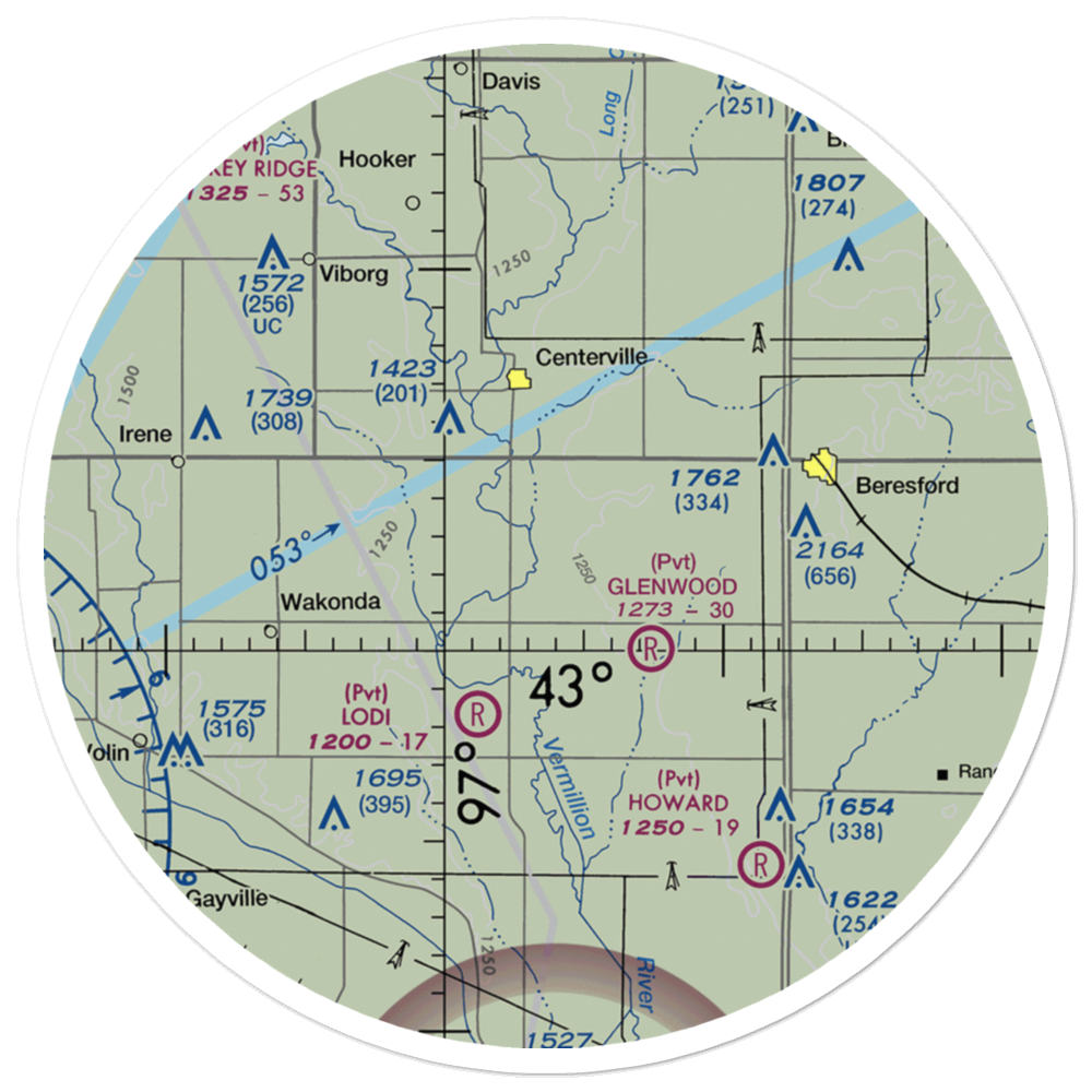 Bixler Ridge Airport (2SD8) VFR Sectional Sticker (30 mile) 