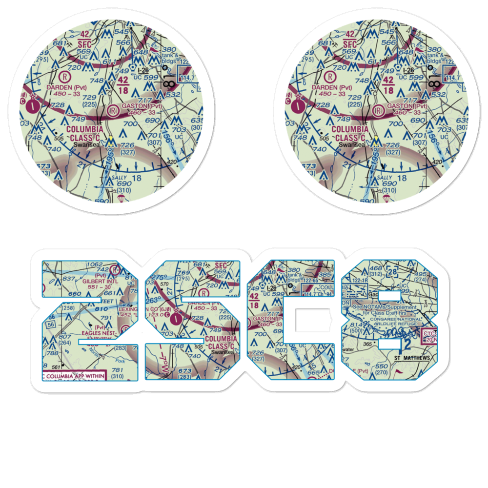 Gaston Airport (2SC8) VFR Sectional Sticker Pack 