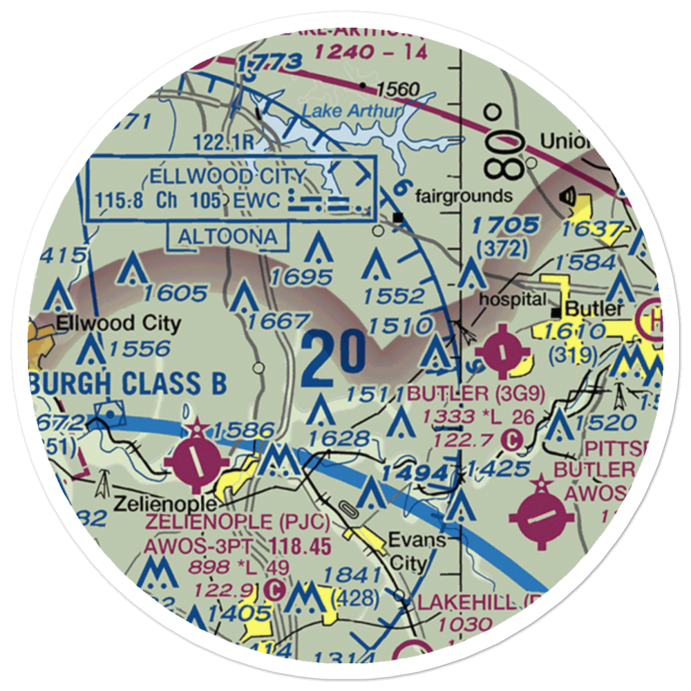 Brennan Personal Use Airport (2PN7) VFR Sectional Sticker (20 mile) 