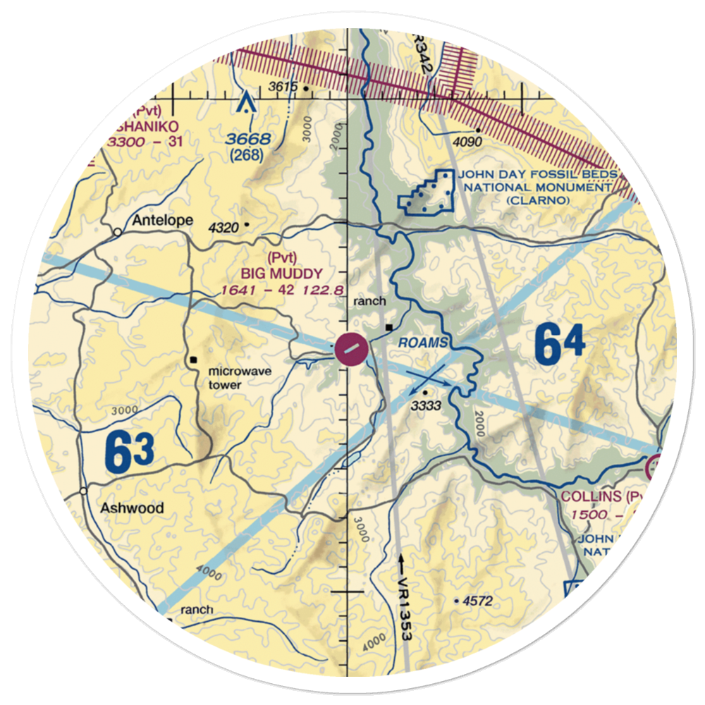 Big Muddy Ranch Airport (2OR1) VFR Sectional Sticker (30 mile) 