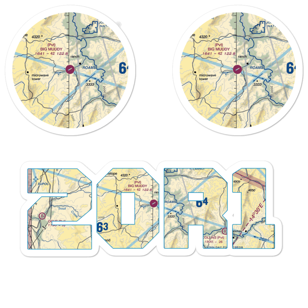 Big Muddy Ranch Airport (2OR1) VFR Sectional Sticker Pack 