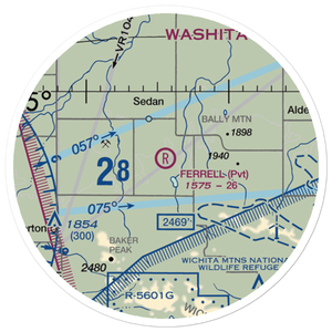 Ferrell Ranch Airport (2OK5) VFR Sectional Sticker (20 mile)
