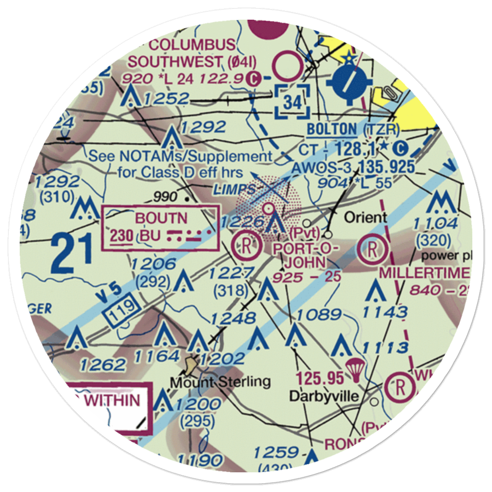 Port-O-John Airport (2OH8) VFR Sectional Sticker (20 mile) 